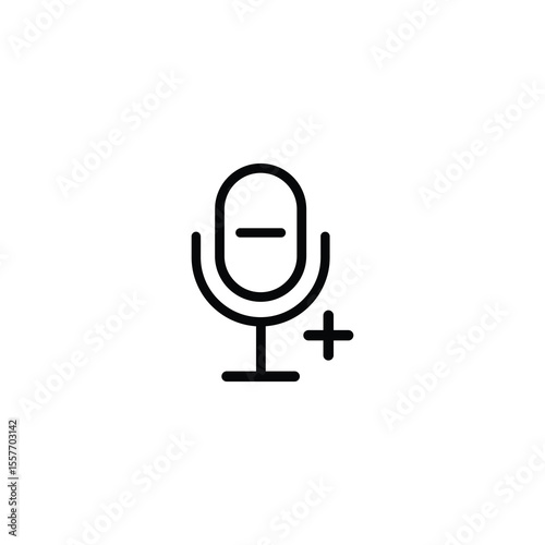 Microphone Plus Monoline Icon Add Recording