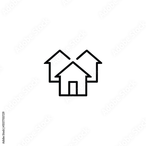 Neighbourhood Houses Monoline Icon