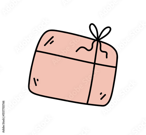 Surprise gift box. Cartoon flat style.