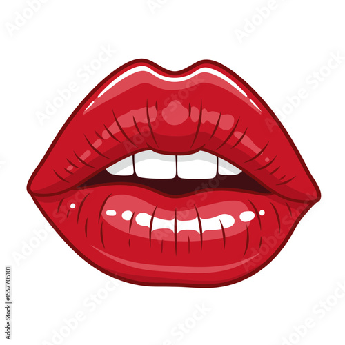Red lipstick kiss mark in a pop art style