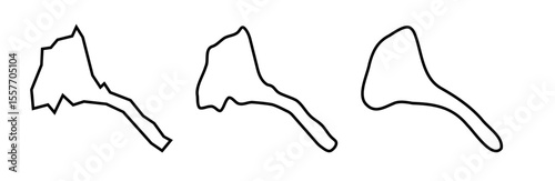 Eritrea country black outline silhouettes in three different levels of smoothness. Simplified maps. Vector icons isolated on white background.
