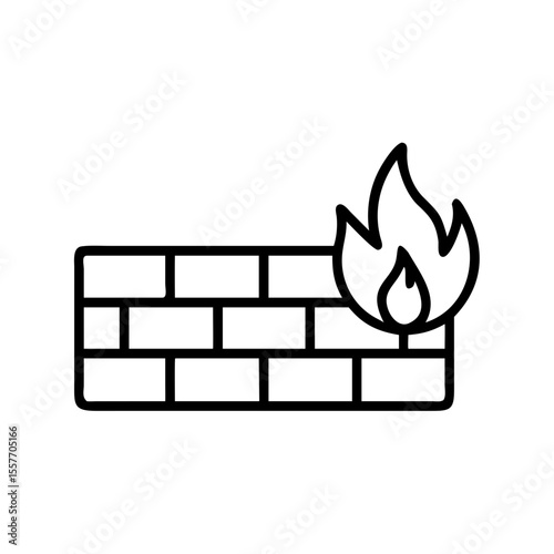 Compromised Firewall Network Security Breach Icon