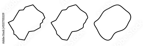 Lesotho country black outline silhouettes in three different levels of smoothness. Simplified maps. Vector icons isolated on white background.