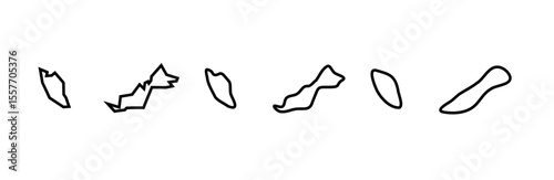 Malaysia country black outline silhouettes in three different levels of smoothness. Simplified maps. Vector icons isolated on white background.