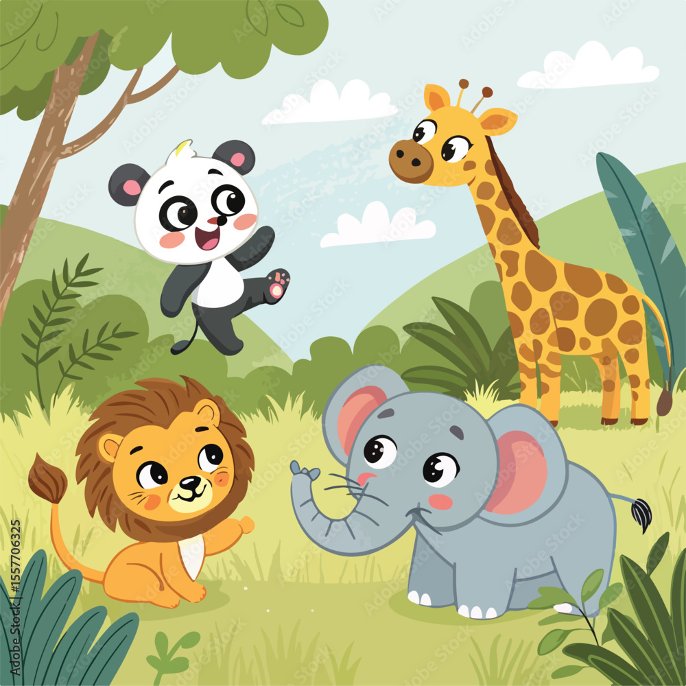 Naklejka premium animals in the jungle
