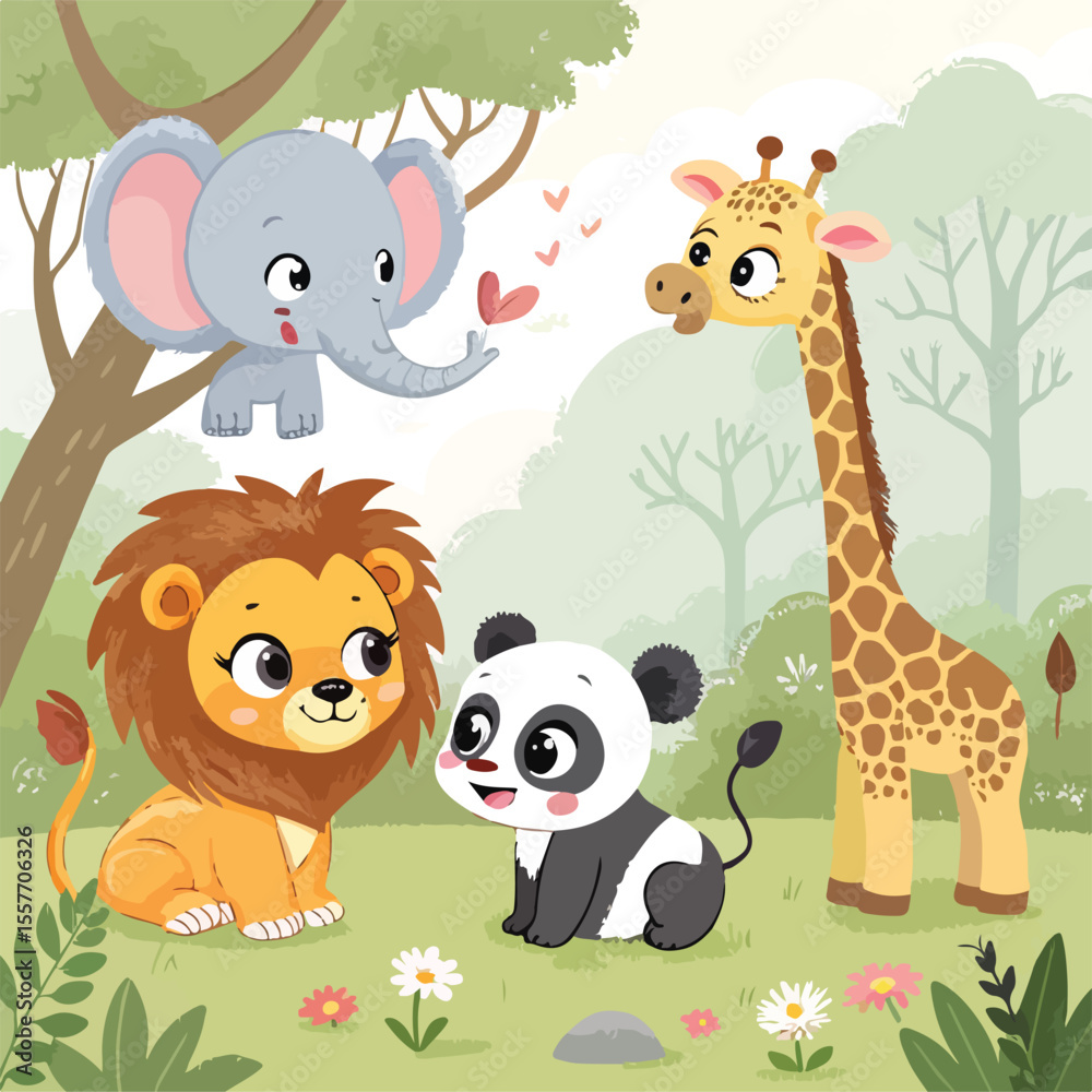 Fototapeta premium set of cartoon animals