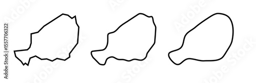 Niger country black outline silhouettes in three different levels of smoothness. Simplified maps. Vector icons isolated on white background.