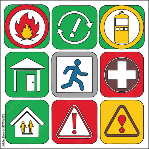 fire extinguisher vector icon set on a whitebackground