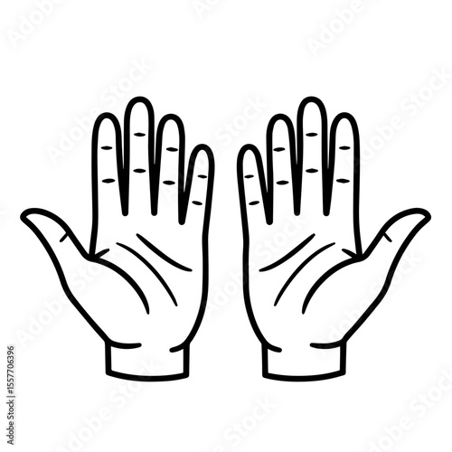 Two hands palms up design element. Simple graphic illustration of open human hands symbolizing giving, receiving, or prayer. This clean image_fx design is perfect for websites, apps,