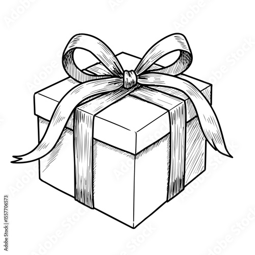 Gift box with ribbon for International Cake Day celebration. Elegant present with satin bow for special occasion. This gift box design is perfect for bakery announcements, cake shop promotions,