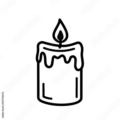Lit candle illustration for International Cake Day. Festive candle with dripping wax, perfect for baking blogs and websites.