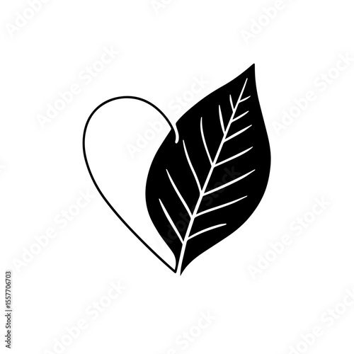 Self care day symbol heart leaf design.  International Self Care Day image with heart shaped line art and leaf.  Perfect self care day graphic for social media posts and wellness websites.