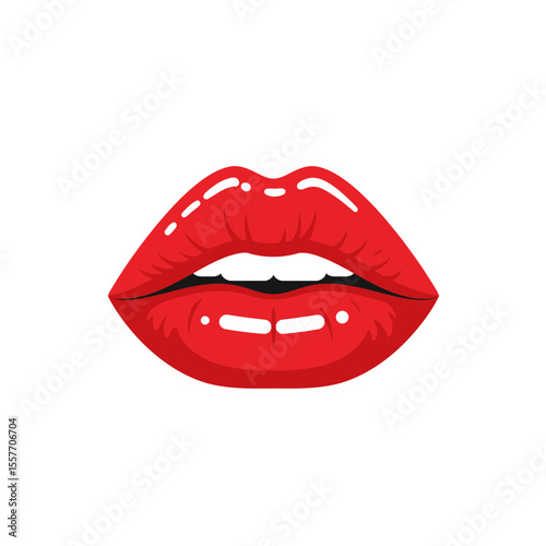 Red lipstick kiss mark in a pop art style