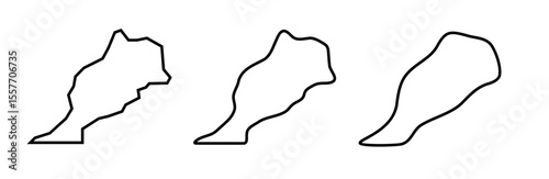 Morocco country black outline silhouettes in three different levels of smoothness. Simplified maps. Vector icons isolated on white background.