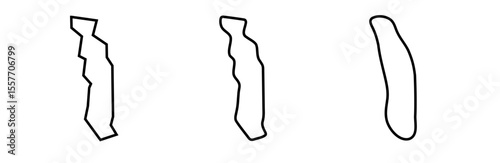 Togo country black outline silhouettes in three different levels of smoothness. Simplified maps. Vector icons isolated on white background.