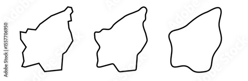 San Marino country black outline silhouettes in three different levels of smoothness. Simplified maps. Vector icons isolated on white background.
