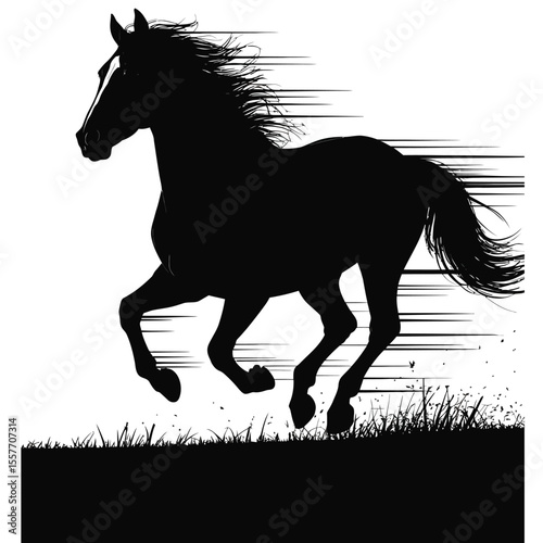 Horse running silhouette with motion lines for dynamic animal and nature-themed design