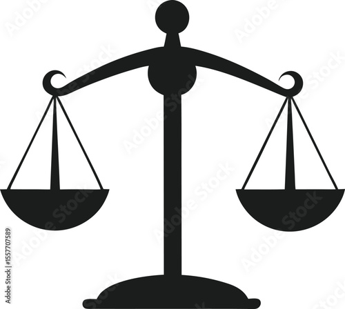 Black Silhouette of Justice Scales Icon Vector Illustration