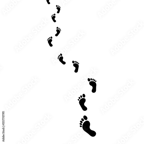 Footprints in sand trail leading to nature. Footprints symbolize journey towards environmental conservation. World Ranger Day celebration concept for posters and social media.