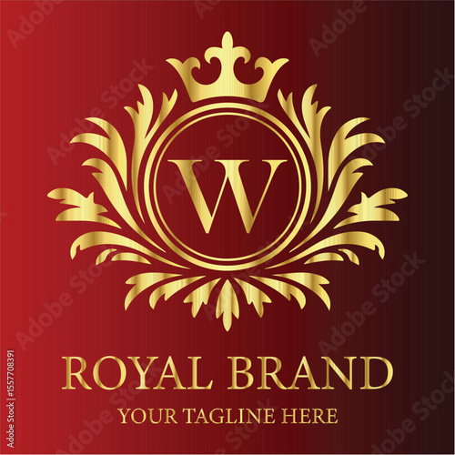 Elegant gold royal brand logo letter W design