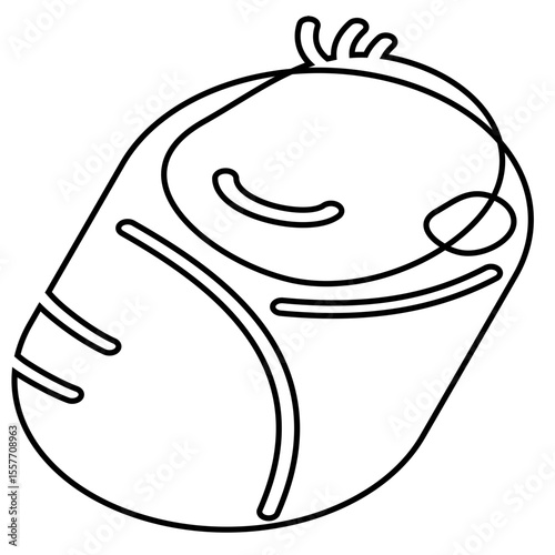 Line icon of a baby swaddled and wrapped in a blanket conveys care, comfort and is a highly relevant icon in the context of maternal and child health and the baby-related industry.