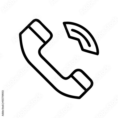 Vector illustration of a telephone receiver with a disconnected call symbol, minimalist design, black outline on white background
