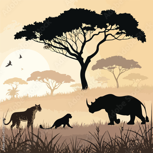 elephants in the savannah