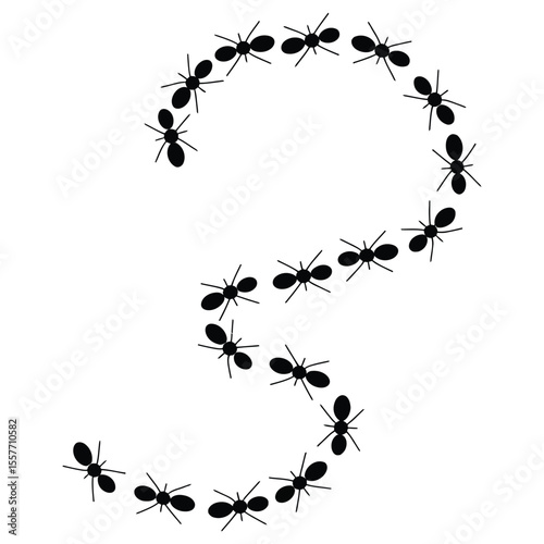 Silhouette of ants marching in trail formation for nature and insect-themed vector design