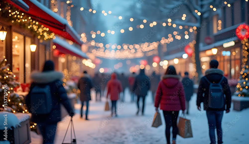 Obraz premium people walking on the street at night