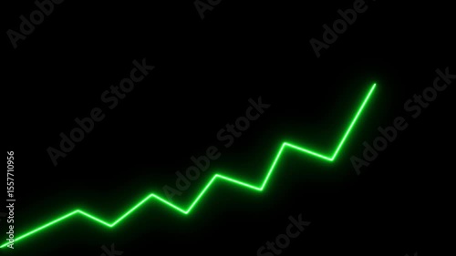 Market Recovery Concept. Successful growth trend blue line graph going Up.Abstract neon line arrow down business graph