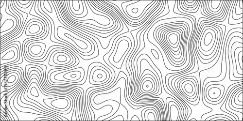 Abstract black and white contour line pattern that resembles a topographic map. Irregular, organic curves and loops with  terrain or elevation. Minimalist and monochrome, clean, scientific aesthetic