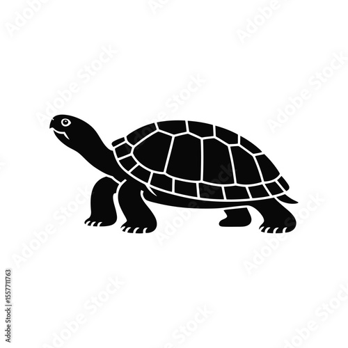 Turtle silhouette walking slowly for nature and wildlife-themed vector design