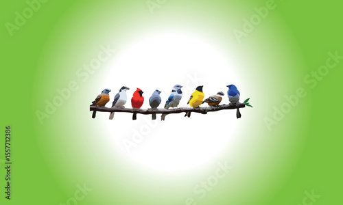 Vector eight bird design fully editable high quality