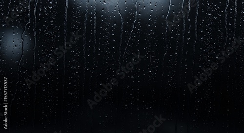 Rain Drops on Glass Background with Dark Tones