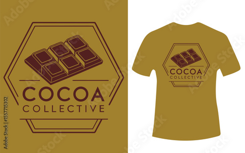 Cocoa Collective Logo Design on Brown Background and T Shirt Mockup