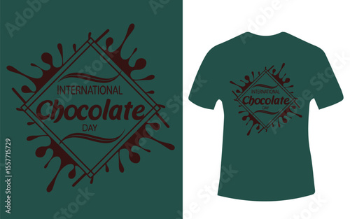International Chocolate Day T Shirt Design with Chocolate Splash and Diamond Frame