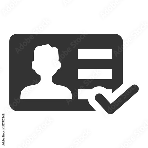 Verified identity card icon with person silhouette and check mark