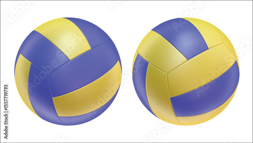 3d volleyball ball icon. Ball blue yellow. 3d vector render Symbol or emblem football . Vector illustration