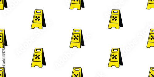 dog bone seamless pattern warning slippery floor sign vector puppy pet cartoon tile background gift wrapping paper repeat wallpaper doodle illustration isolated design