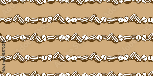coffee beans seamless pattern cafe hot tea cup vector bakery water drinking cartoon doodle gift wrapping paper tile background repeat wallpaper illustration scarf isolated design brown