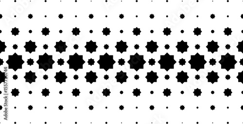 Black and White Halftone Pattern with Geometric Shapes in Arabic moroccan style Zellige