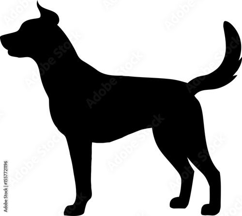 Black and white silhouette vector illustration of a standing dog in side view style Black and white silhouette vector illustration of a standing dog in side view style