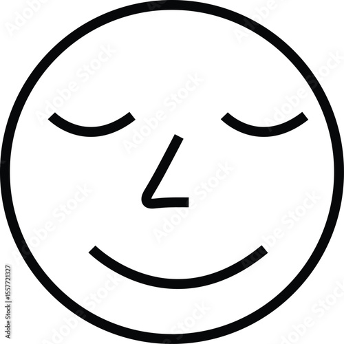 Minimalist Relaxed Face Emoji Line Art Icon
