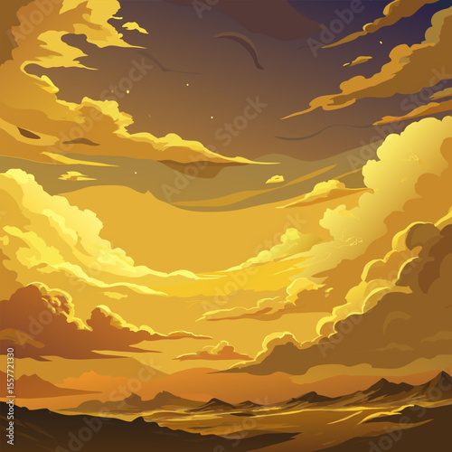 Tree silhouette landscape with sunrise and mountain