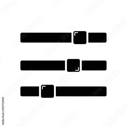 Three black horizontal sliders with square handles aligned on a white background in a simple layout