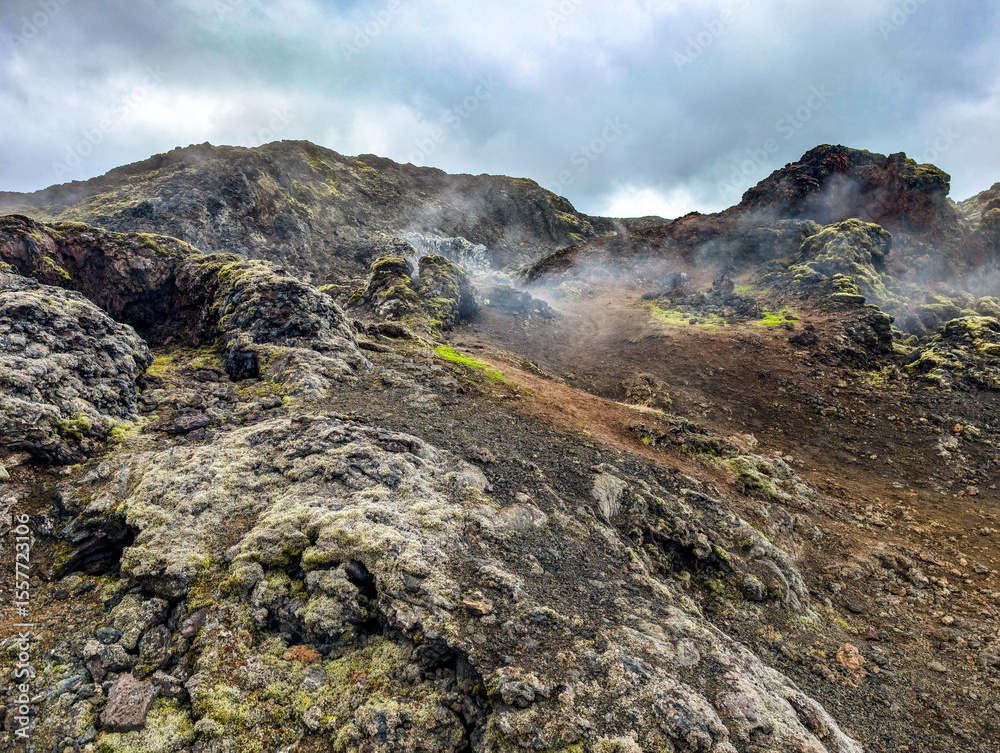 Obraz premium Aerial view of Krafla Lava Fields Leirhnjukur. Iceland