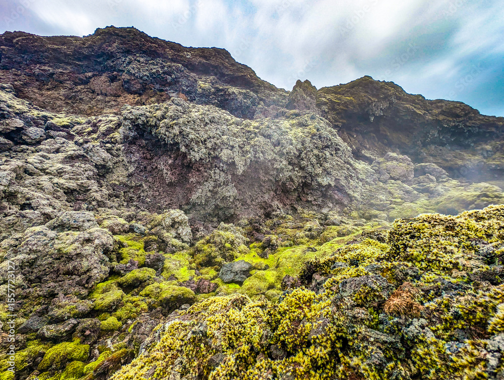 Obraz premium Aerial view of Krafla Lava Fields Leirhnjukur. Iceland