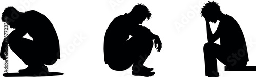 Sad Men Silhouettes , Depression, Loneliness, Despair