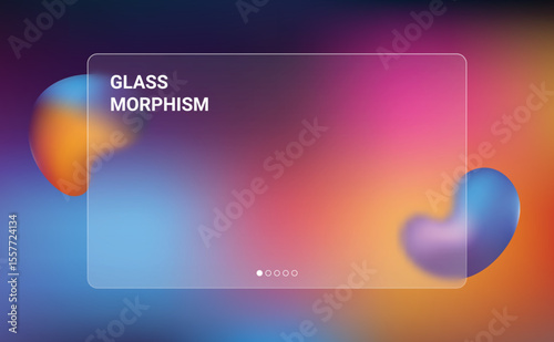 Glassmorphism blur transparent screen background with colorful abstract shapes