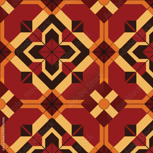 Seamless geometric pattern wallpaper vector design with abstract ornamental shapes for textile and decor